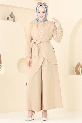 moda selvim طقم بيج 4743ZNK1009 - Thumbnail