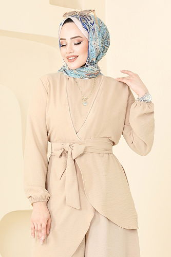 moda selvim طقم بيج 4743ZNK1009 - Thumbnail