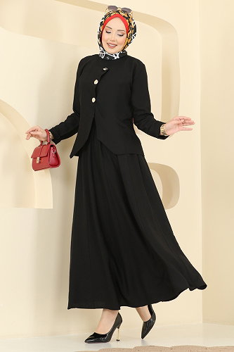 moda selvim طقم أسود 4782ZNK1009 - Thumbnail