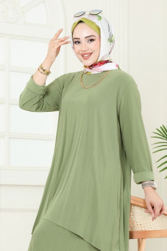 moda selvim طقم أخضر عشبي 5005AF553 - Thumbnail