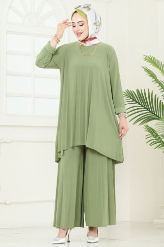 moda selvim طقم أخضر عشبي 5005AF553 - Thumbnail