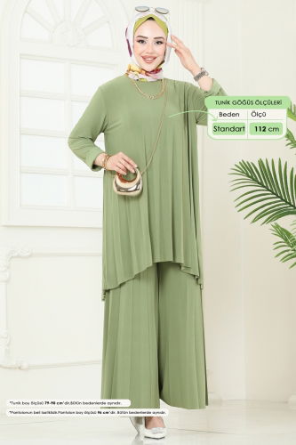 moda selvim طقم أخضر عشبي 5005AF553 - Thumbnail
