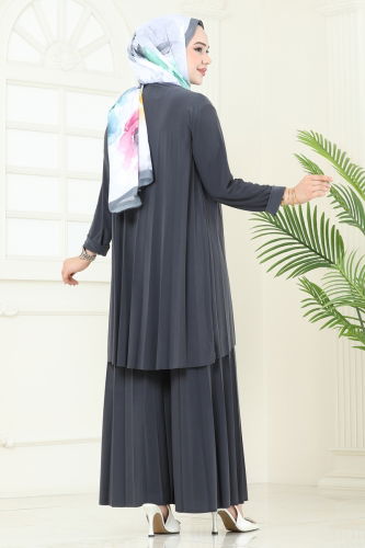 moda selvim طقم رمادي غامق 5005AF553 - Thumbnail