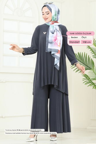 moda selvim طقم رمادي غامق 5005AF553 - Thumbnail