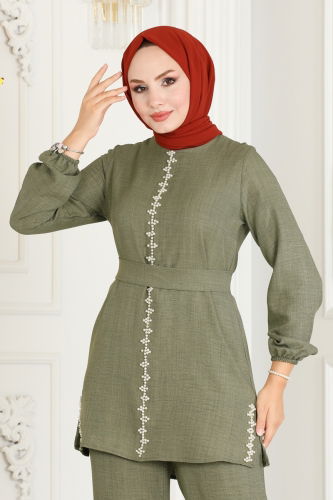 moda selvim طقم اخضر عفني 5005HBS856 - Thumbnail