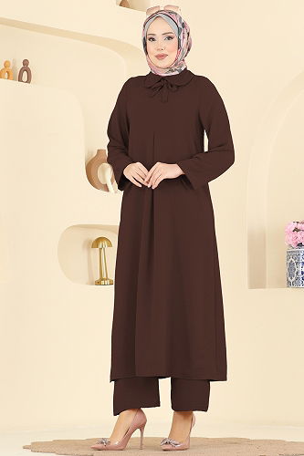 moda selvim طقم بني 5007BM387 - Thumbnail
