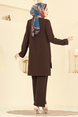 moda selvim طقم بني 5008BM387 - Thumbnail