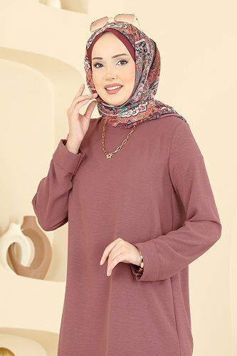 moda selvim طقم وردي غامق 5008BM387 - Thumbnail