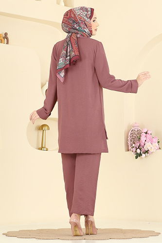 moda selvim طقم وردي غامق 5008BM387 - Thumbnail