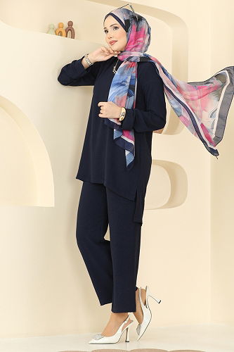 moda selvim طقم كحلي 5008BM387 - Thumbnail