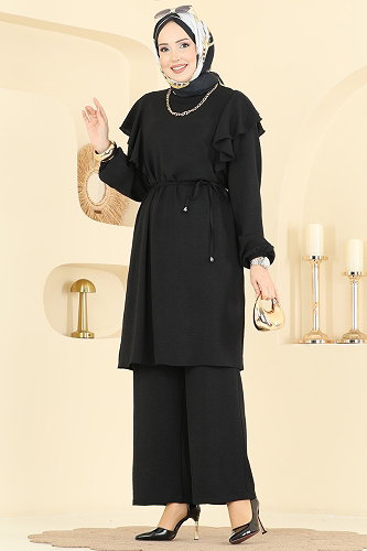 moda selvim طقم أسود 5010MDA386 - Thumbnail