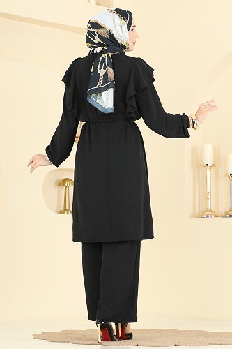 moda selvim طقم أسود 5010MDA386 - Thumbnail