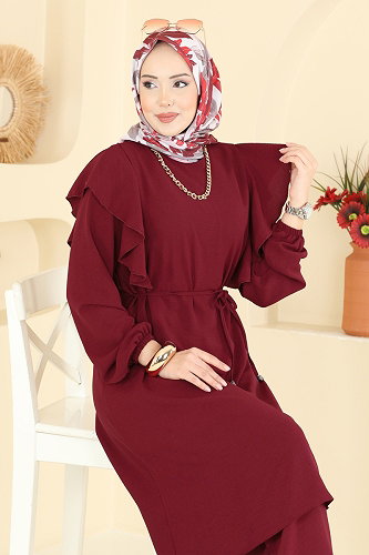 moda selvim طقم خمري 5010MDA386 - Thumbnail