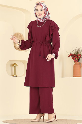 moda selvim طقم خمري 5010MDA386 - Thumbnail