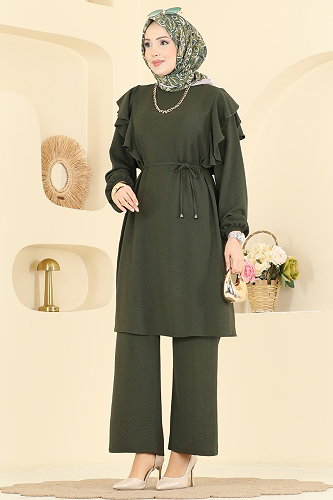 moda selvim طقم اخضر عفني 5010MDA386 - Thumbnail