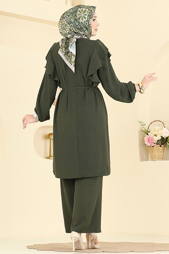 moda selvim طقم اخضر عفني 5010MDA386 - Thumbnail