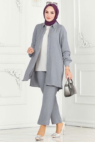 moda selvim طقم فضي 5015HBS856 - Thumbnail