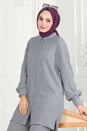 moda selvim طقم فضي 5015HBS856 - Thumbnail