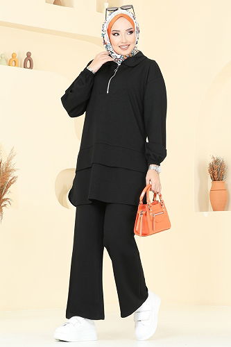 moda selvim طقم أسود 5017HBS856 - Thumbnail