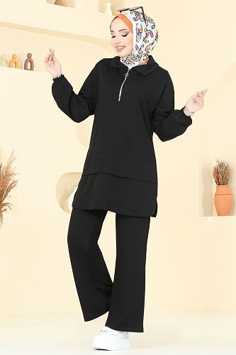 moda selvim طقم أسود 5017HBS856 - Thumbnail