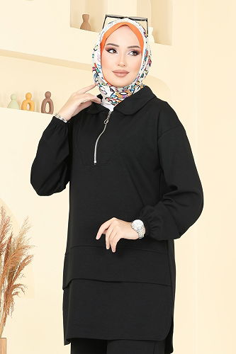 moda selvim طقم أسود 5017HBS856 - Thumbnail