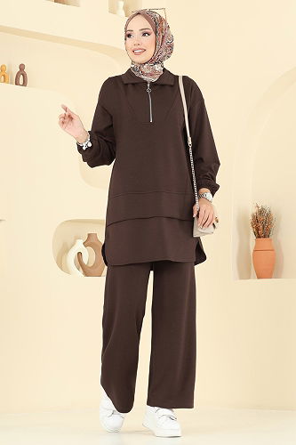 moda selvim طقم بني 5017HBS856 - Thumbnail