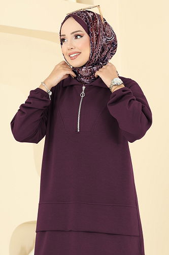 moda selvim طقم خمري 5017HBS856 - Thumbnail