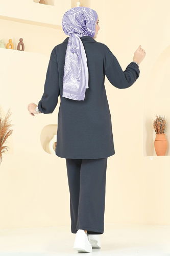 moda selvim طقم رمادي فاتح 5017HBS856 - Thumbnail