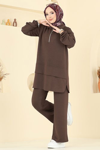 moda selvim طقم بني فاتح 5017HBS856 - Thumbnail