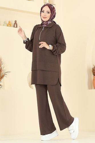 moda selvim طقم بني فاتح 5017HBS856 - Thumbnail