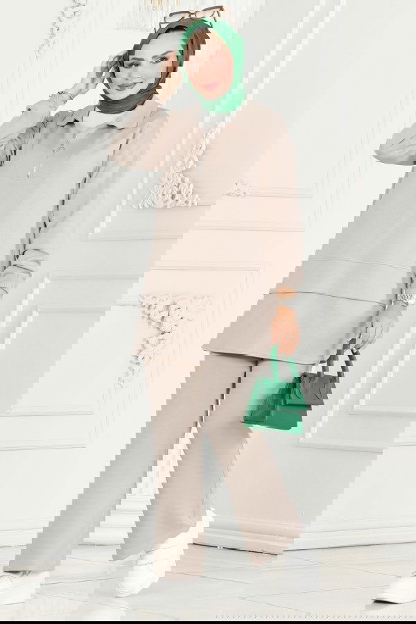 Modaselvim الاطقم طقم بيج فاتح 5017HBS856