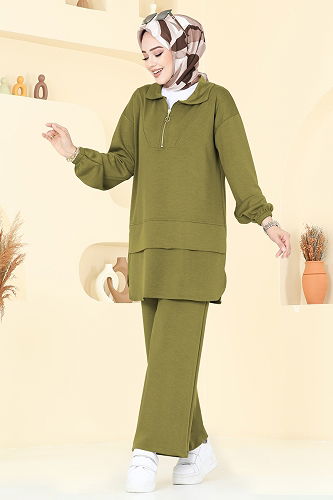 moda selvim طقم أخضر 5017HBS856 - Thumbnail