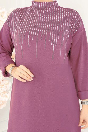 moda selvim طقم ليلكي غامق 5028TEG847 - Thumbnail