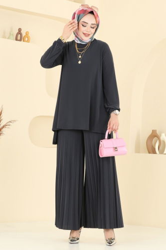 moda selvim طقم رمادي غامق 5033AF553 - Thumbnail