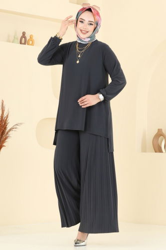 moda selvim طقم رمادي غامق 5033AF553 - Thumbnail