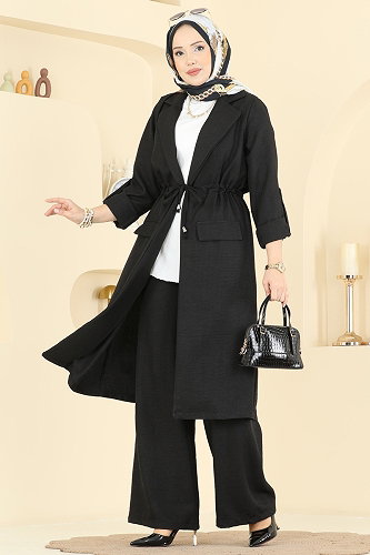 moda selvim طقم أسود 5038MP806 - Thumbnail