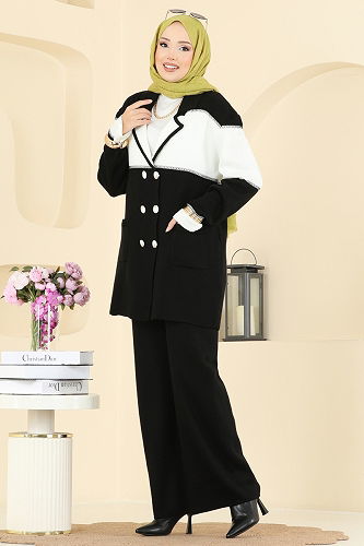 moda selvim طقم أسود 503OZN1046 - Thumbnail