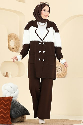 moda selvim طقم بني 503OZN1046 - Thumbnail