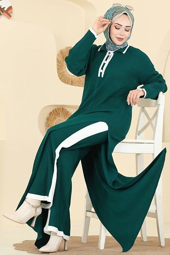 moda selvim طقم زيتي 503TPK1167 - Thumbnail