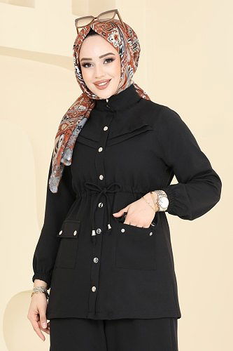 moda selvim طقم أسود 505MP806 - Thumbnail