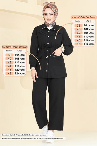 moda selvim طقم أسود 505MP806 - Thumbnail