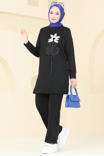 moda selvim طقم أسود 5079UZ662 - Thumbnail