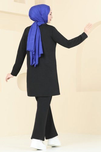 moda selvim طقم أسود 5079UZ662 - Thumbnail