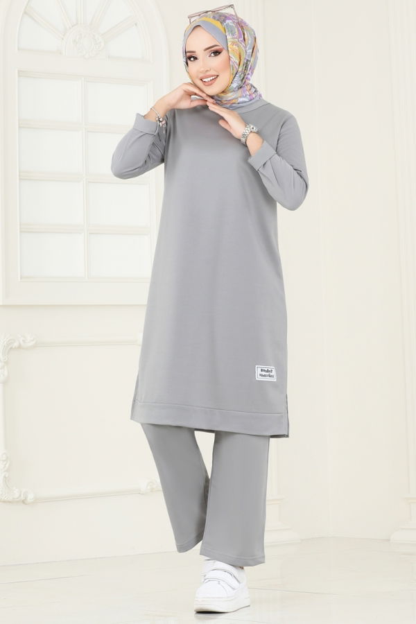 Modaselvim Hijab Combinations Combined 5086UZ662 Gray