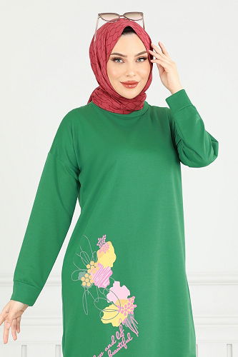 moda selvim طقم بينتون أخضر & سكري 5093UZ662 - Thumbnail