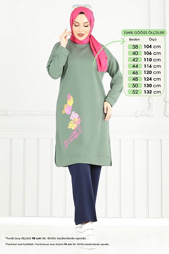 moda selvim Combined 5093UZ662 Mint&Navy Blue - Thumbnail