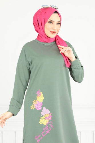 moda selvim طقم أخضر باهت وكحلي 5093UZ662 - Thumbnail