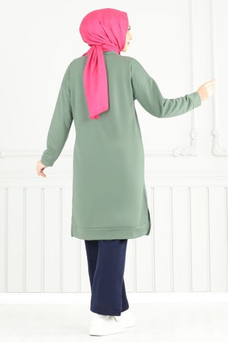 moda selvim طقم أخضر باهت وكحلي 5093UZ662 - Thumbnail