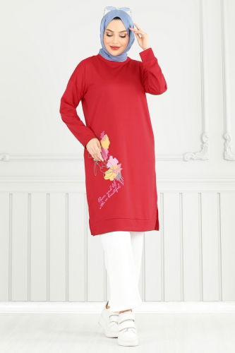 moda selvim طقم أحمر و سكري 5093UZ662 - Thumbnail