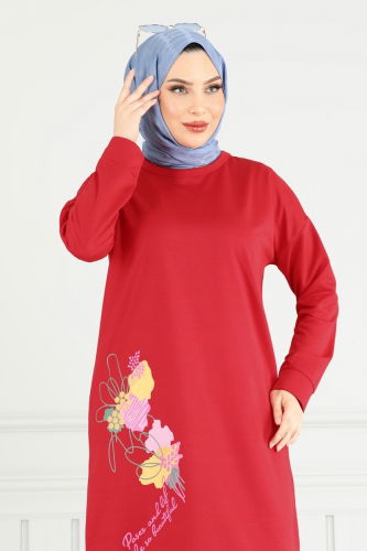 moda selvim طقم أحمر و سكري 5093UZ662 - Thumbnail